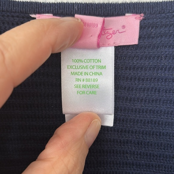 Lilly Pulitzer Andella Navy Blue 100% cotton fringe detail Sweater vest - Picture 6 of 11